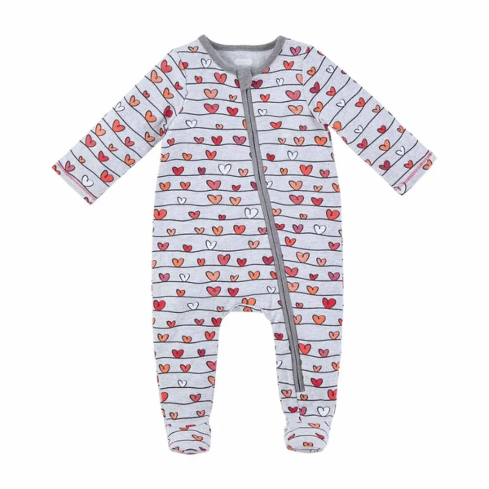 MUD PIE HEART GRAY BABY SLEEPER/ NWT/6-9 MONTHS